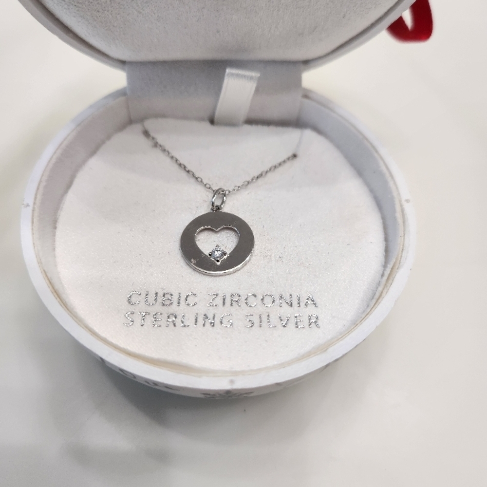 Sterling Silver Cubic Zirconia Heart Necklace